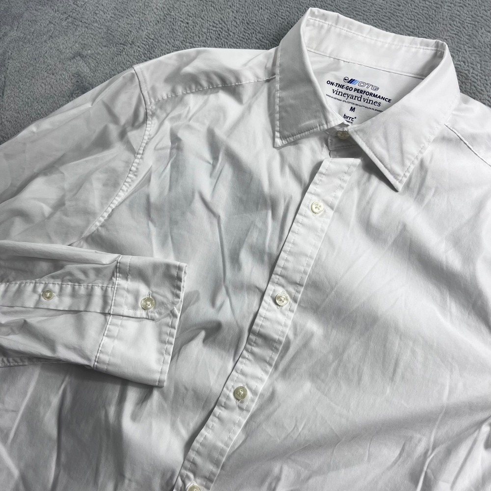 Vineyard Vines Mens OTG On-The-Go Performance Shirt White brrr Stretch Medium